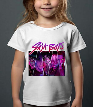 Saja Boys Kpop Demon Hunters Barn T-shirt - Triangle - Hvit - 100% Bomull