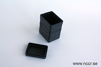 Batteriebox VINTAGE, leer, schwarzes Gummi