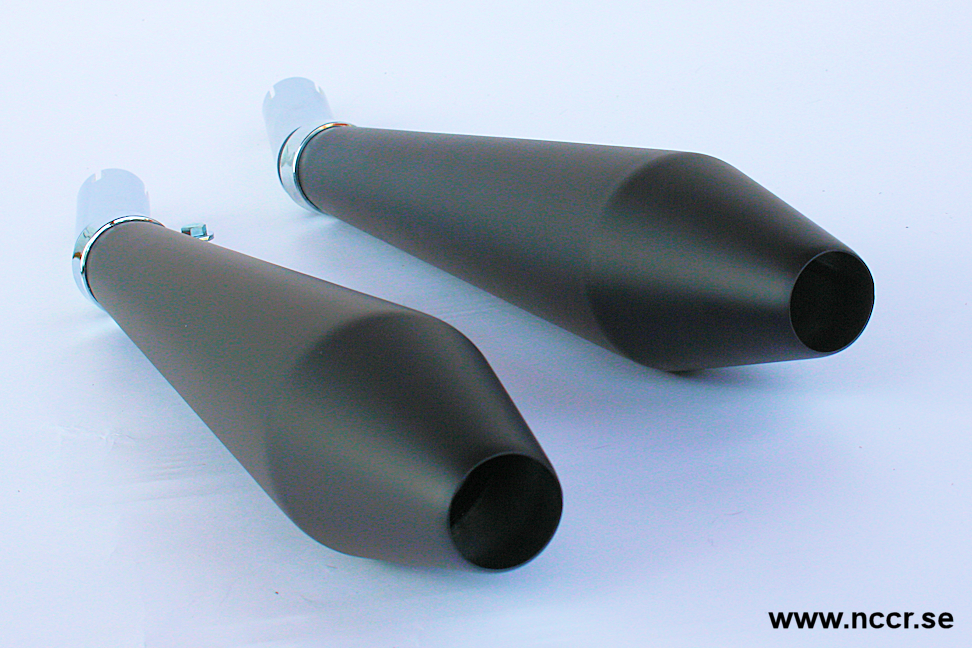 Ton-up Muffler BLACK med adapterrör, par