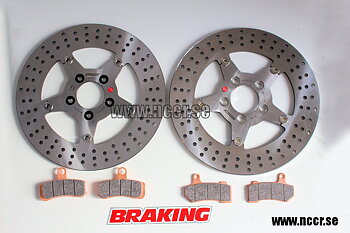 BRAKING Set H-D 300mm FLOAT front/rear Discs and pads
