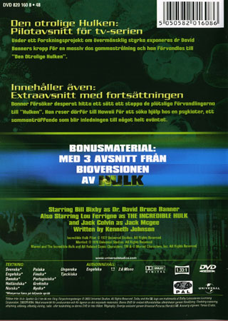 Den Otrolige Hulken - Pilotavsnittet (Norskt omslag) - 2
