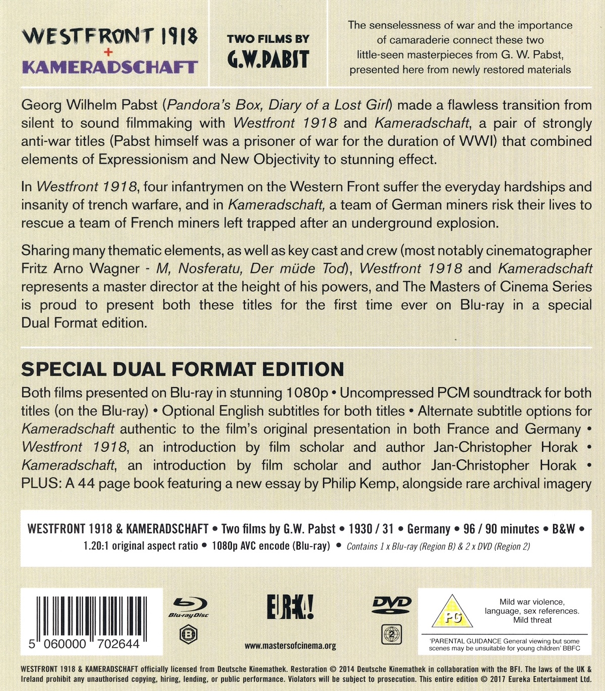 Westfront 1918 & Kameradschaft: Two Films by G.W. Pabst (ej svensk text) (Blu-ray) - 2