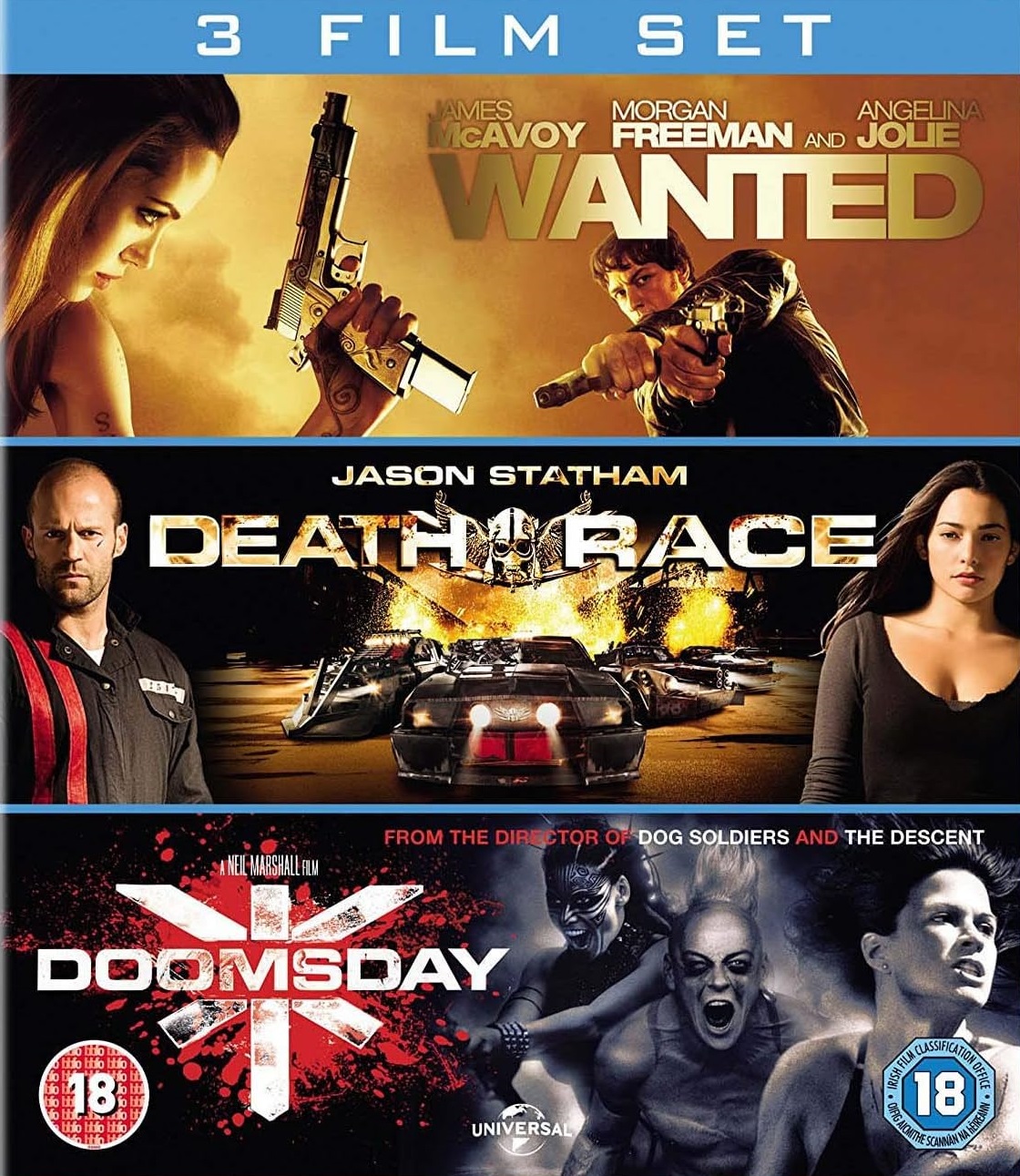 Wanted / Death Race / Doomsday (ej svensk text på Doomsday) (Blu-Ray)