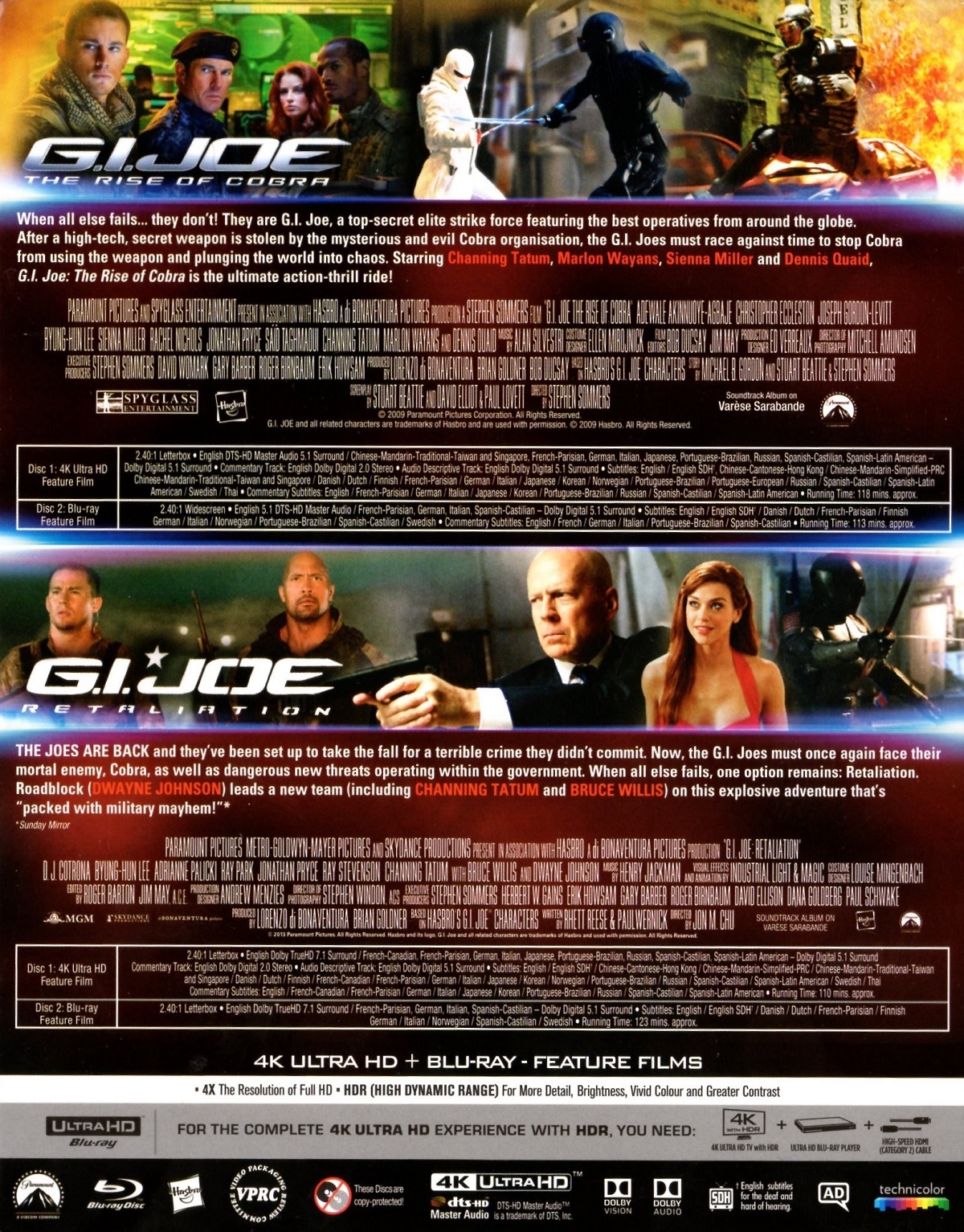 G.I. Joe - The Rise Of Cobra / G.I. Joe 2 - Retaliation (4K Ultra HD + Blu-Ray) - 2