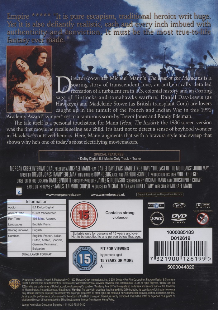 the Last of the Mohicans (ej svensk text) - 2
