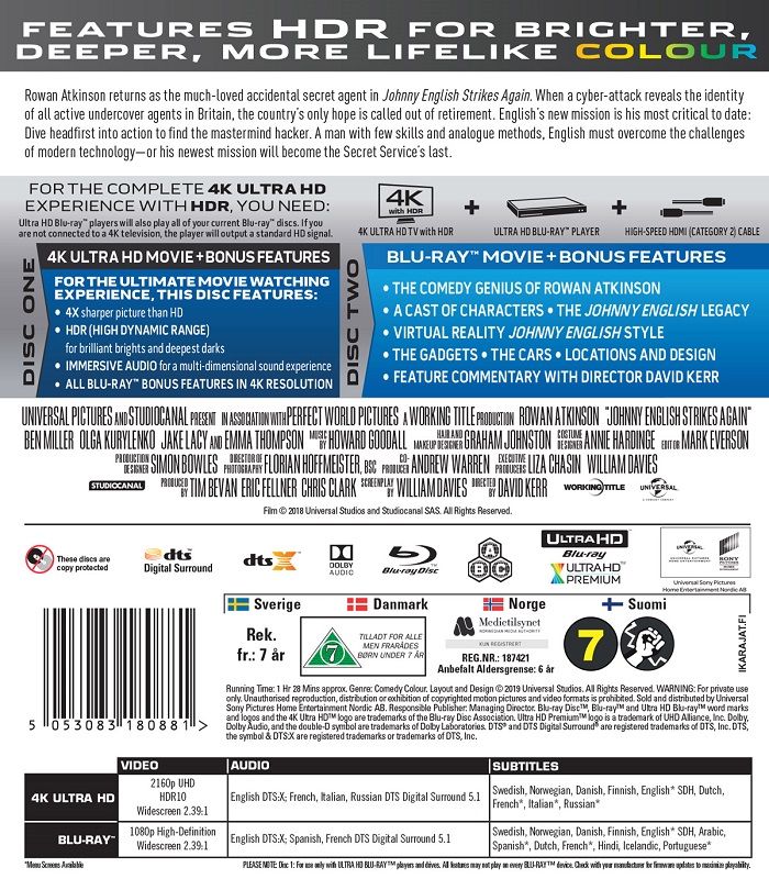 Johnny English Strikes Again (4K Ultra HD Blu-ray + Blu-ray) - 2