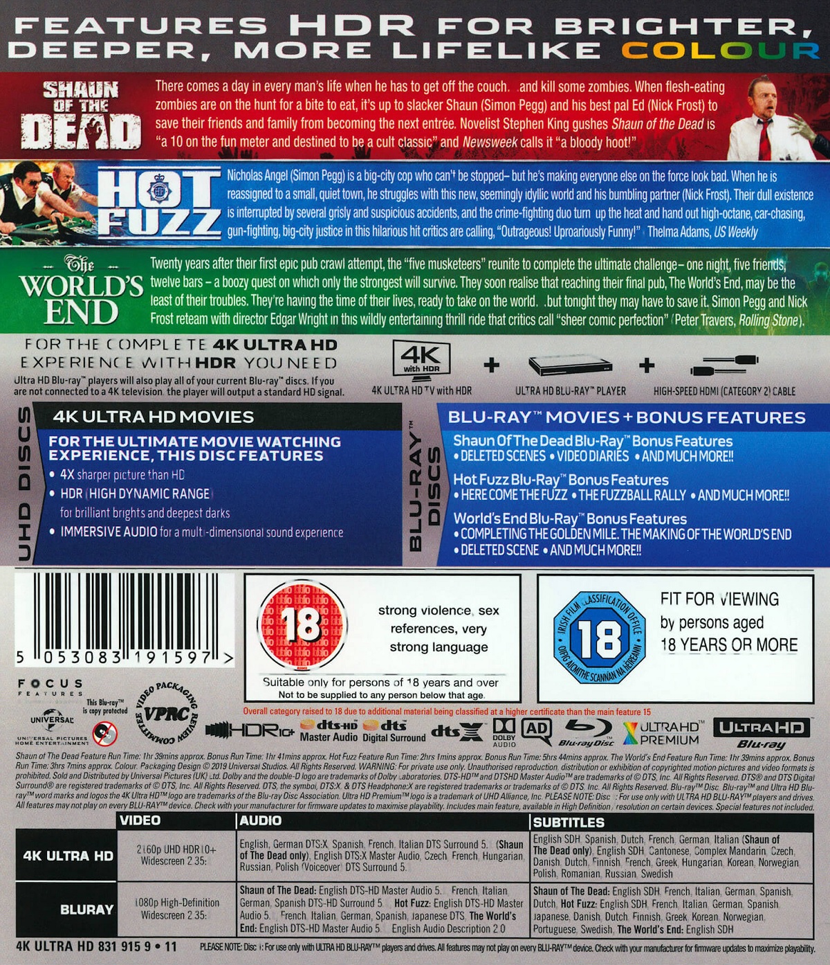 Shaun of the Dead / Hot Fuzz / The World's End (ej svensk text Shaun of the Dead) (4K Ultra HD + Blu-ray) - 2