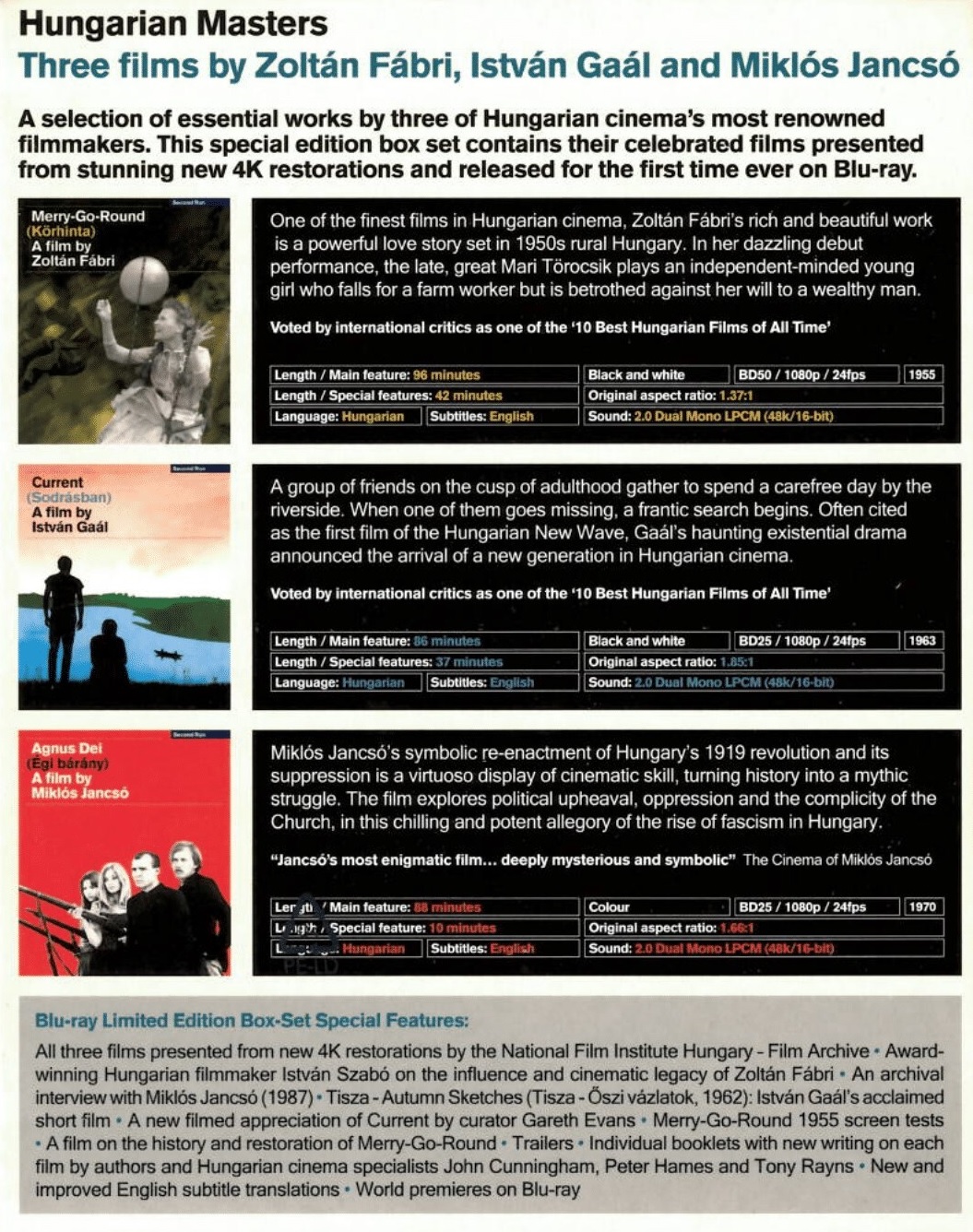 Hungarian Masters: Three films by Zoltán Fábri, István Gaál and Miklós Jancsó (ej svensk text) (Blu-ray) - 2