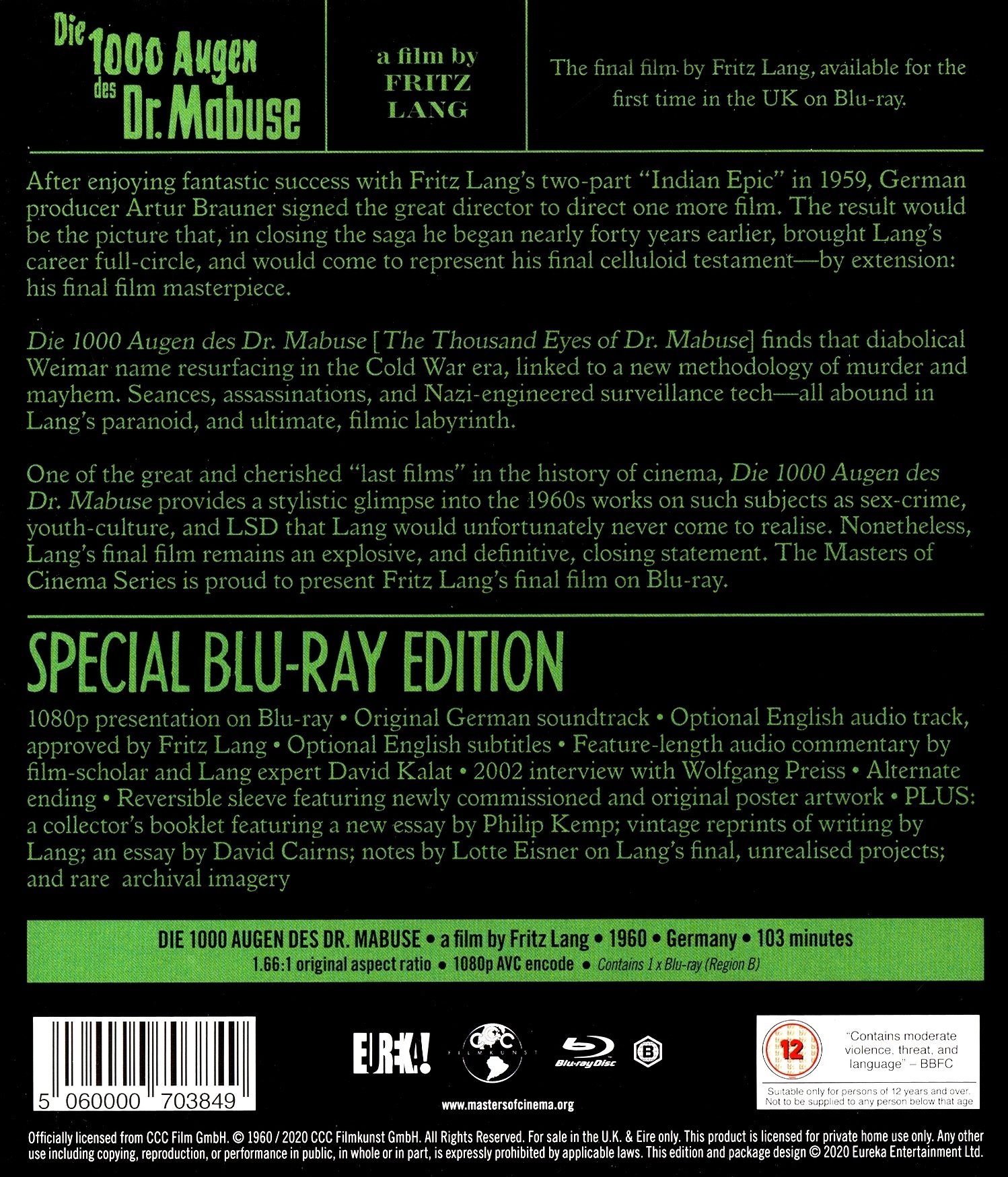 The Thousand Eyes of Dr. Mabuse (ej svensk text) (Blu-ray) - 2