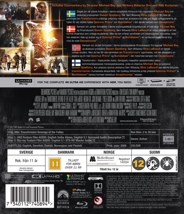 Transformers 2 - Revenge of the Fallen (4K Ultra HD Blu-ray) - 2