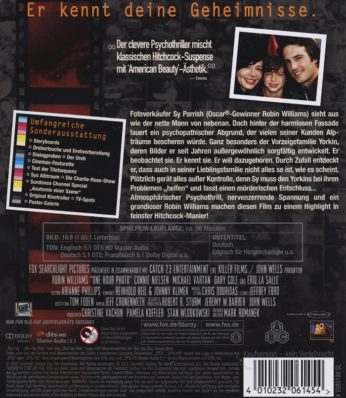 One Hour Photo (ej svensk text) (Blu-ray) - 2