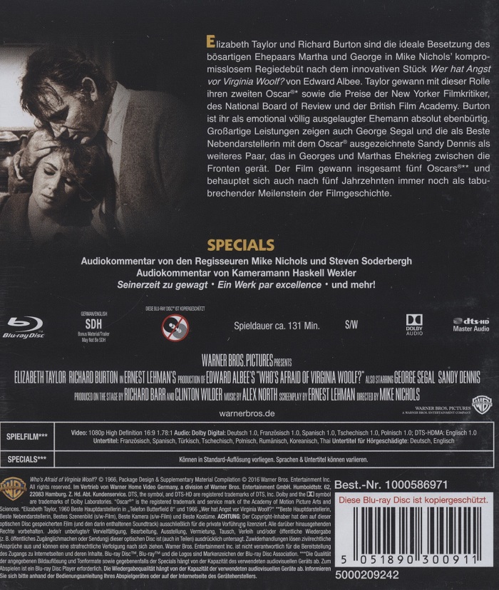 Who's Afraid of Virginia Woolf? (ej svensk text) (Blu-ray) - 2