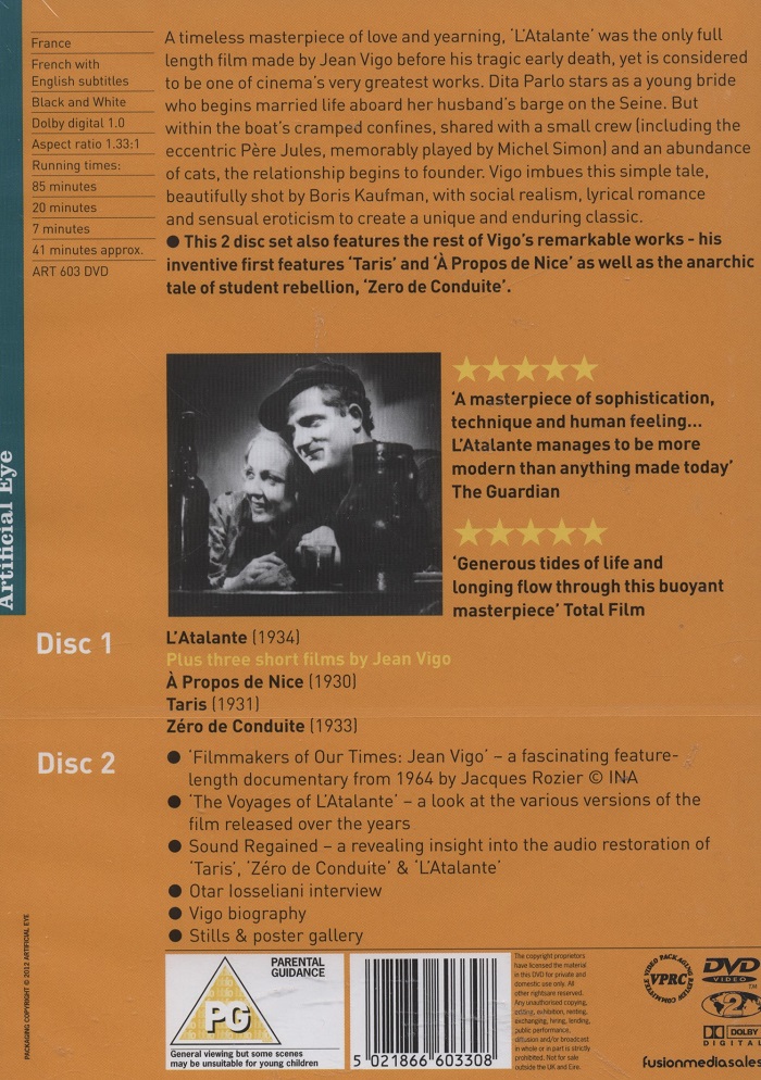 L'Atalante And the Films of Jean Vigo (2-disc) (ej svensk text) - 2