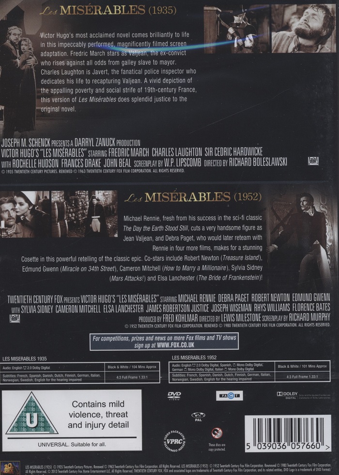 Les Misérables (1935) / Les Misérables (1952) (2-disc) - 2