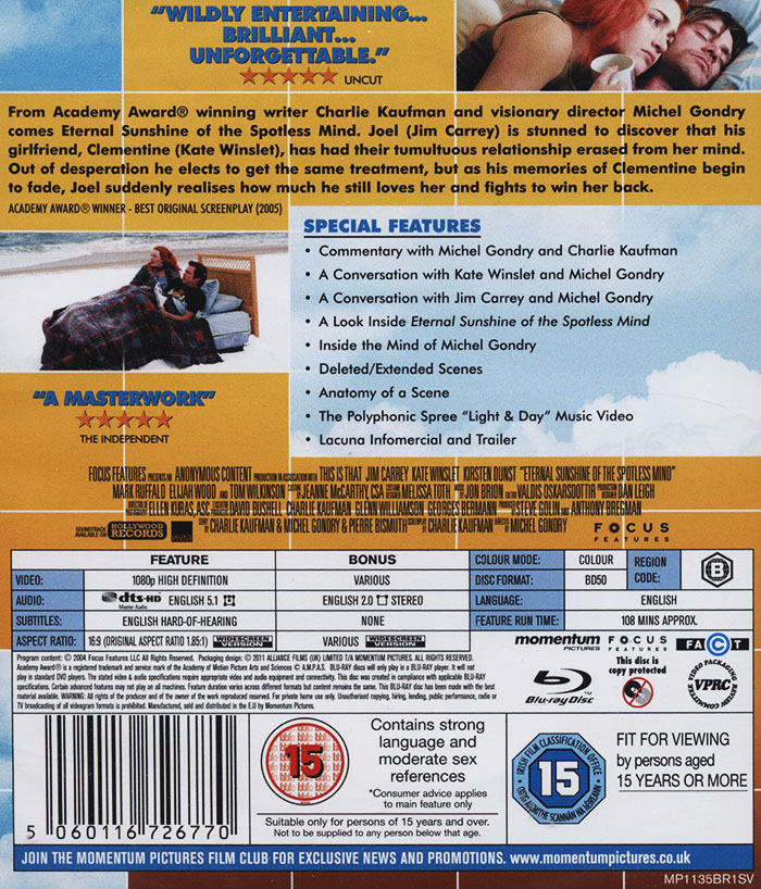 Eternal Sunshine of the Spotless Mind (ej svensk text) (Blu-ray) - 2