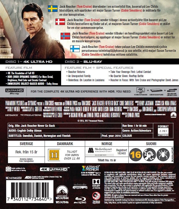 Jack Reacher: Never Go Back (4K Ultra HD + Blu-ray) - 2