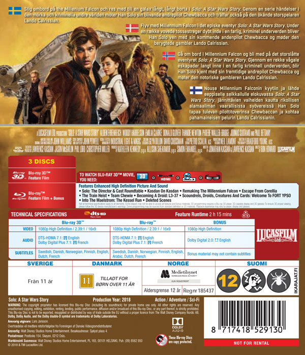 Solo - A Star Wars Story (Blu-ray 3D + Blu-ray) - 2