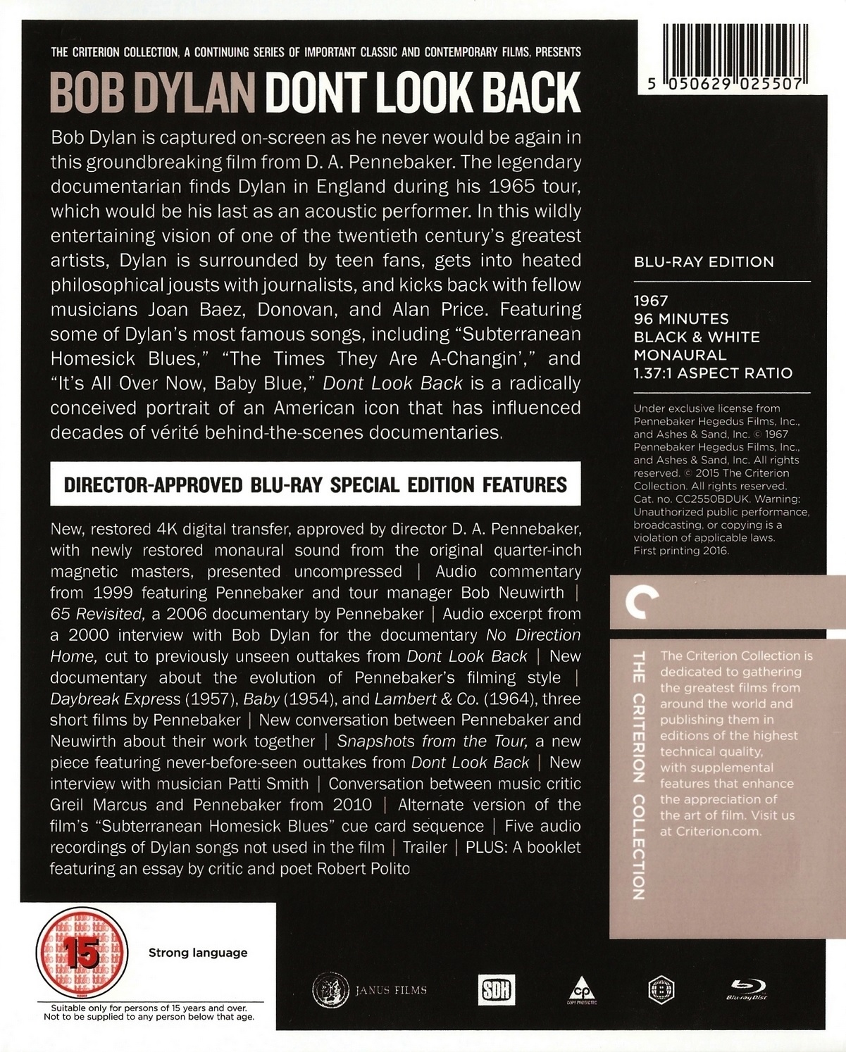 Bob Dylan - Don't Look Back (Criterion Collection) (ej svensk text) (Blu-ray) - 2