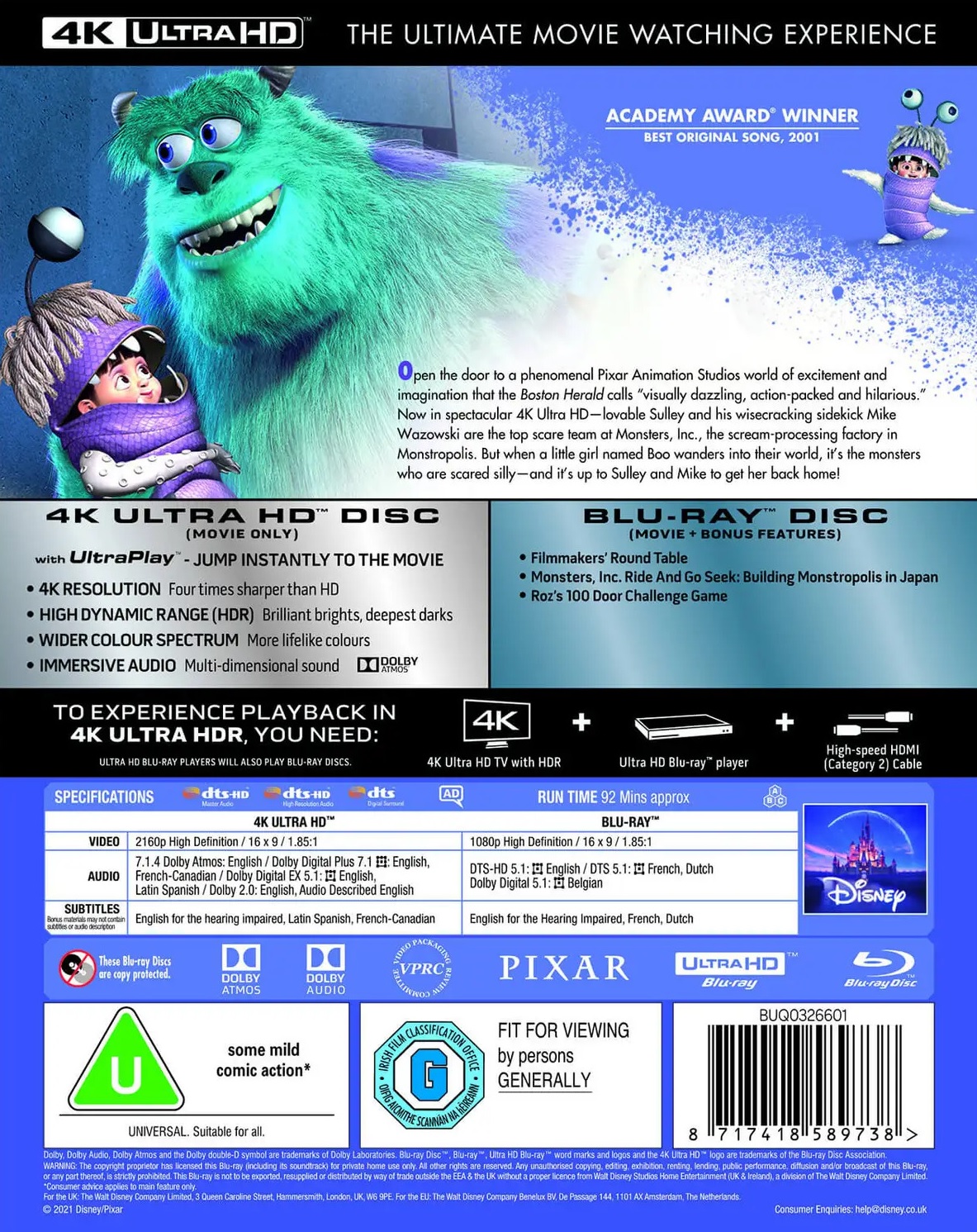 Monsters, Inc. (ej svensk text) (4K Ultra HD + Blu-ray) - 2