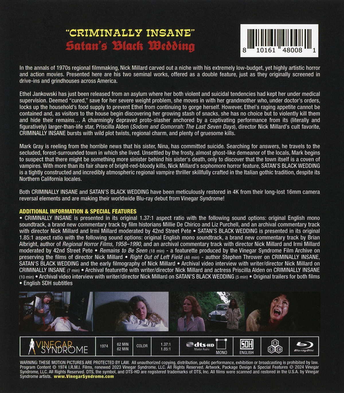 Criminally Insane / Satan's Black Wedding (ej svensk text) (Blu-ray) - 2