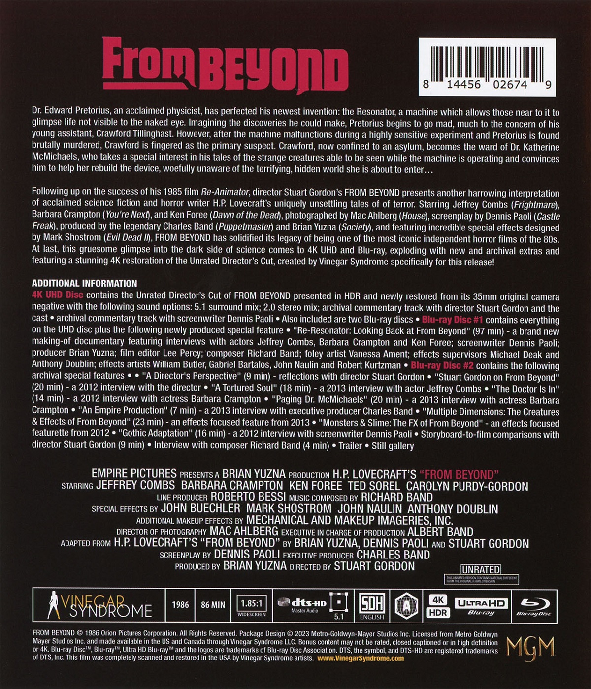 From Beyond (ej svensk text) (4K Ultra HD + Blu-ray) - 2