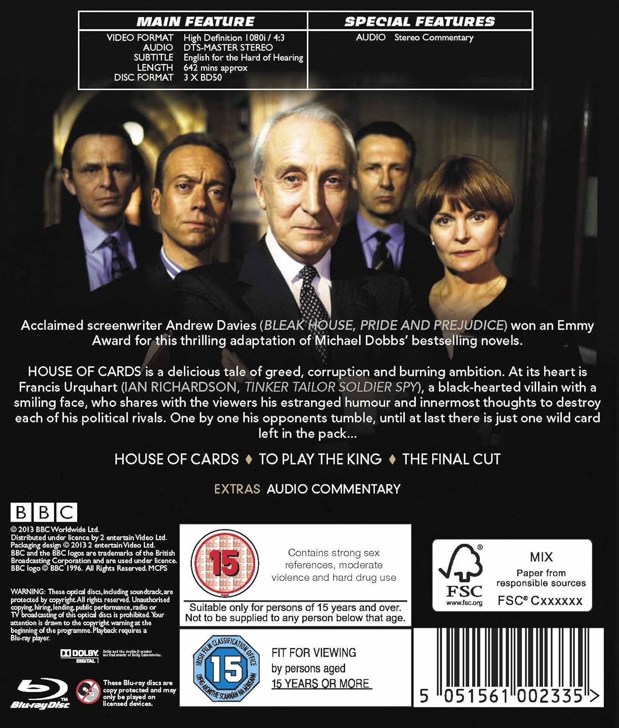 House of Cards Trilogy (BBC) (1990) (Miniserie) (ej svensk text) (Blu-ray) - 2