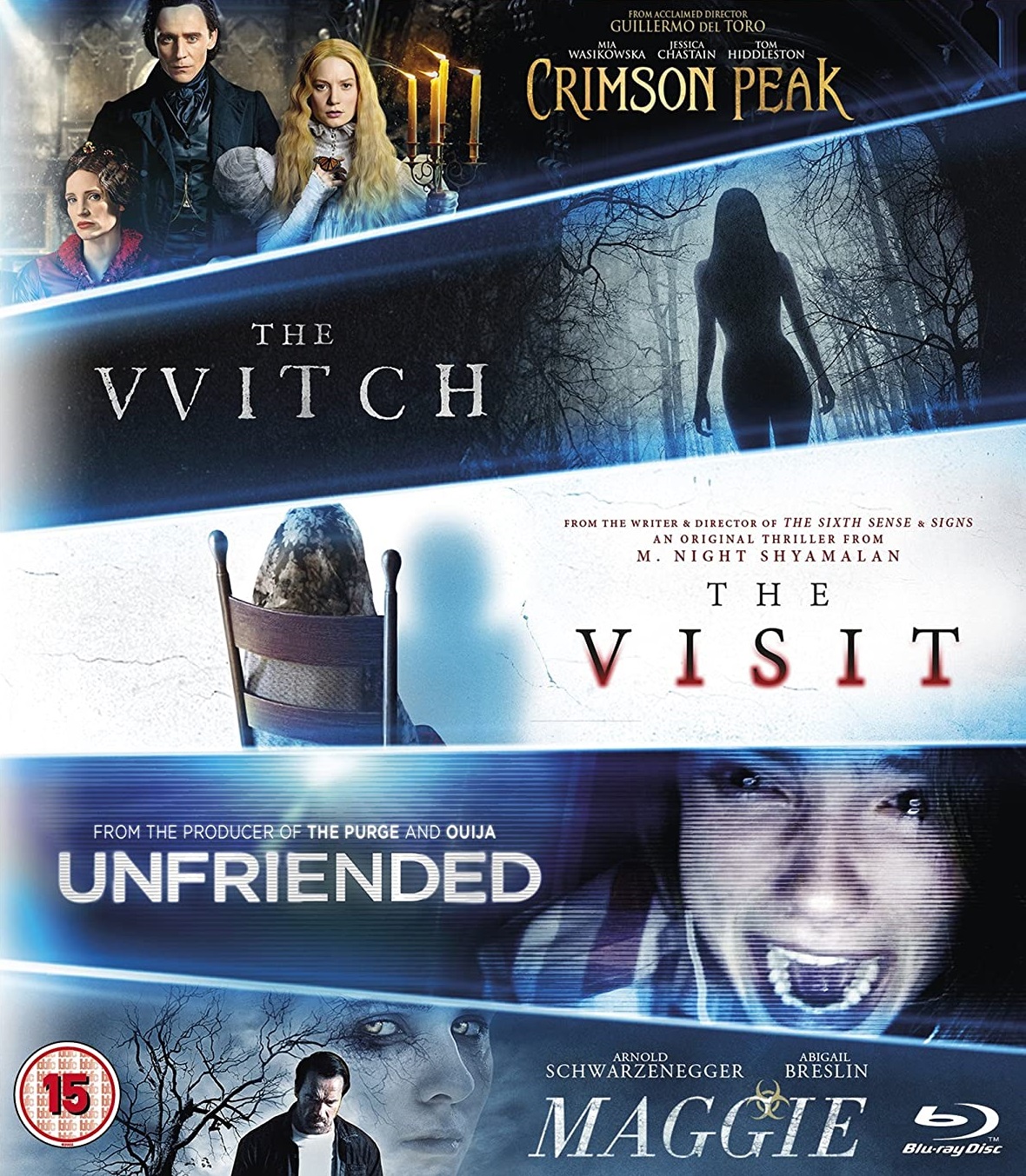 The Witch / Crimson Peak / Maggie / The Visit / Unfriended (ej svensk text Maggie) (Blu-ray)