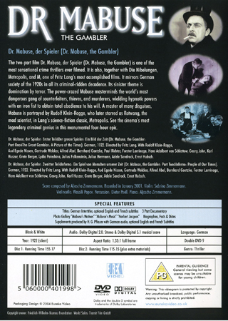 Dr Mabuse - The Gambler (2-disc) (ej svensk text) - 2