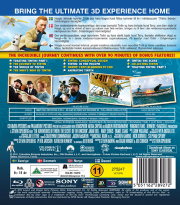 Tintins Äventyr - Enhörningens Hemlighet (Real 3D + Blu-ray) - 2