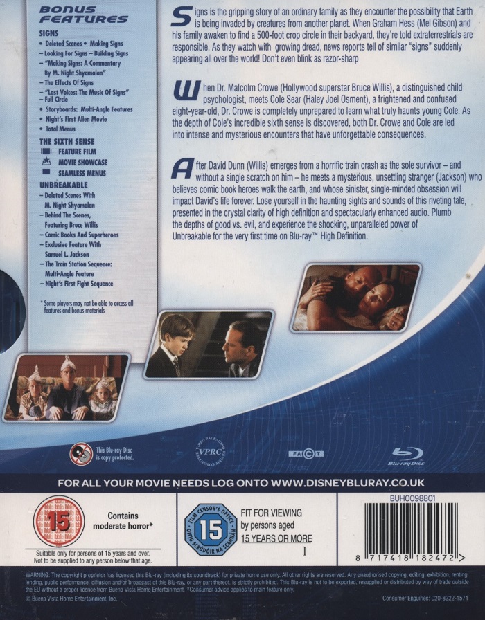 Signs / Sixth Sense / Unbreakable (ej svensk text Sixth Sense) (Blu-ray) - 2