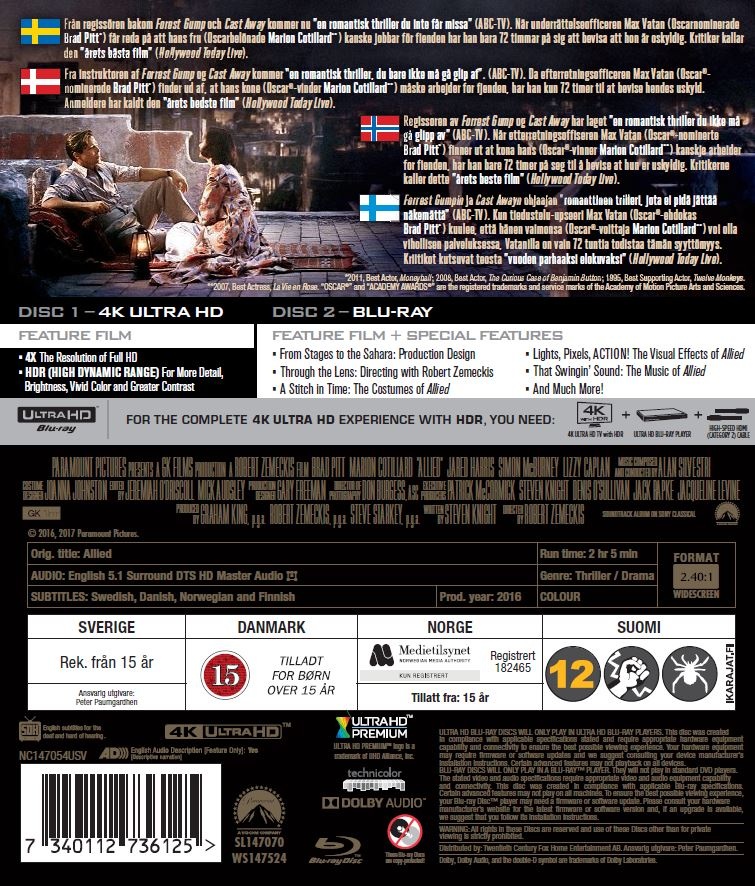 Allied (4K Ultra HD + Blu-ray) - 2