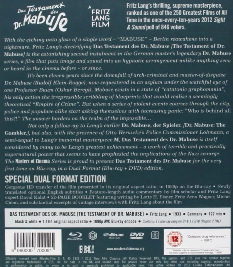 Das Testament Des Dr. Mabuse (ej svensk text) (Blu-ray + DVD) - 2