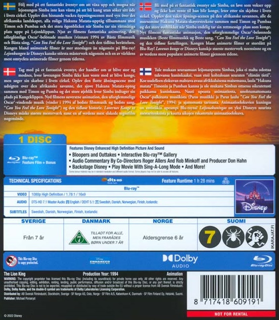 Lejonkungen (Disney) (Blu-ray) (Begagnad) - 2