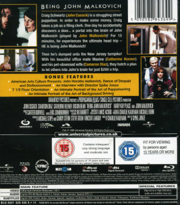 I Huvudet På John Malkovich (ej svensk text) (Blu-ray) - 2