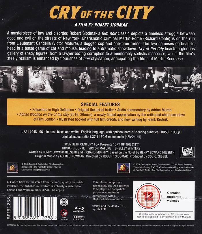 Cry of the City (ej svensk text) (Blu-ray) - 2