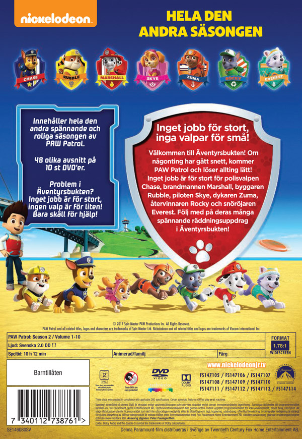 PAW Patrol - Säsong 2 (10-disc) - 2