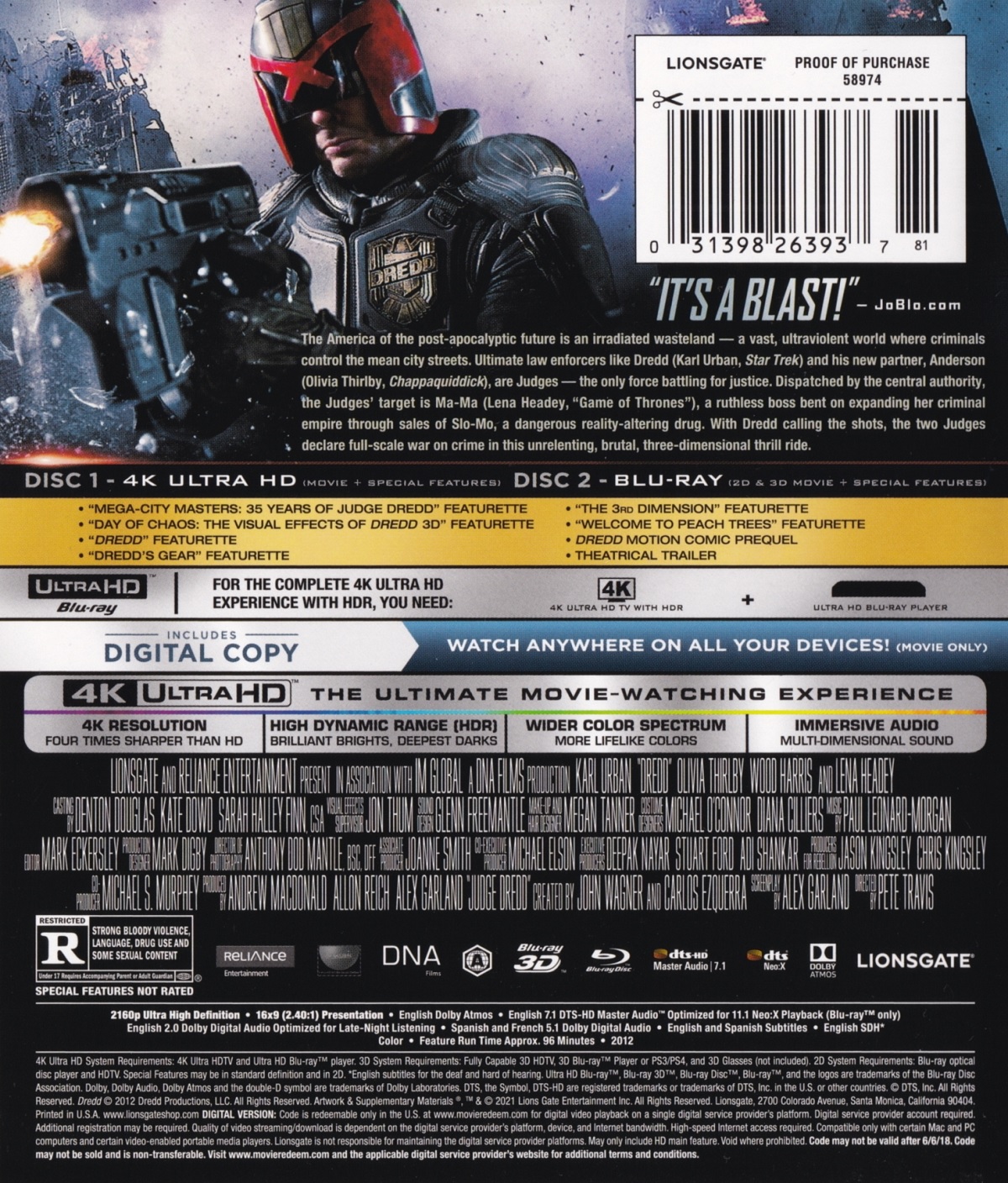Dredd (ej svensk text) (4K Ultra HD + Blu-ray) - 2