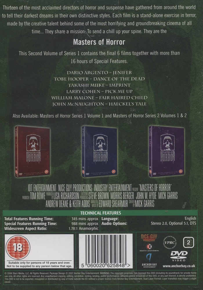 Masters of Horror - Series 1 Volume 2 (ej svensk text) - 2