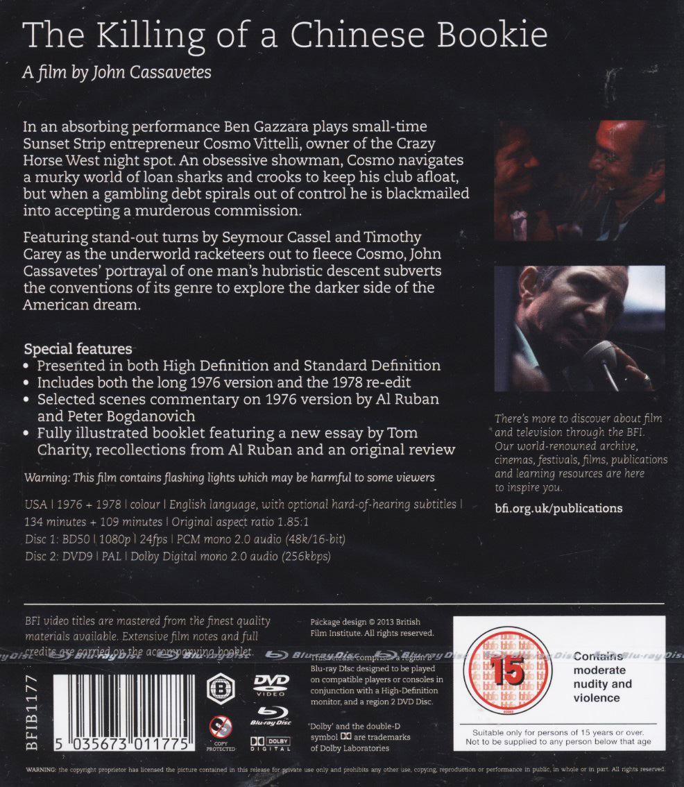 Killing Of A Chinese Bookie (ej svensk text) (Blu-ray + DVD