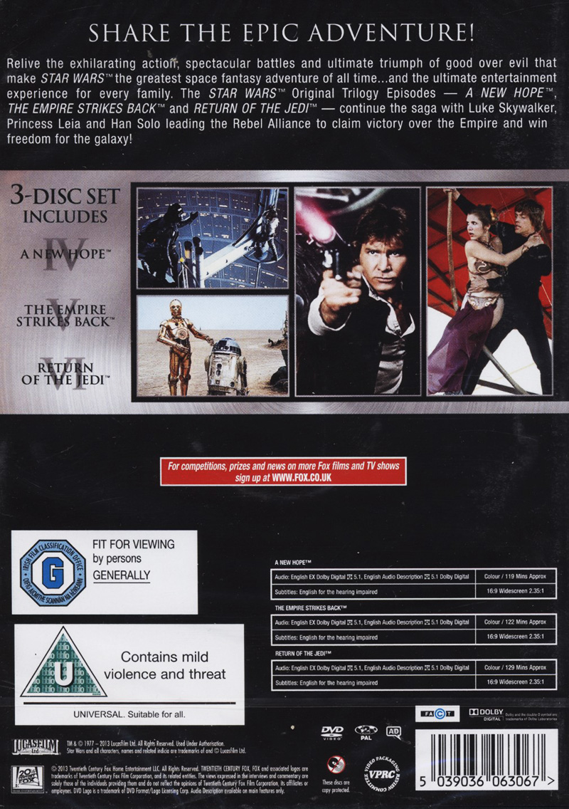 Star Wars 4-6 Trilogy (3-disc) (ej svensk text) - 2