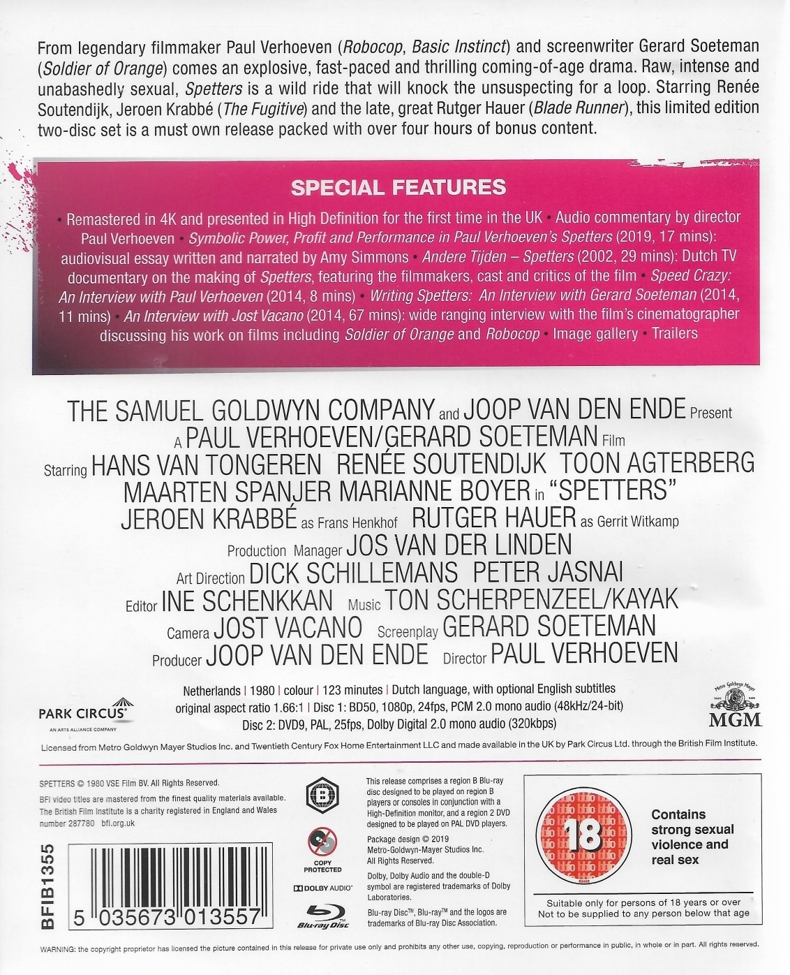 Spetters (Limited Edition) (ej svensk text) (Blu-ray + DVD) - 2