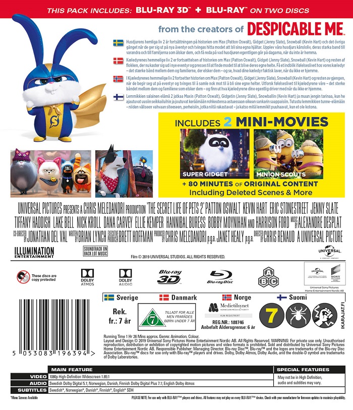 Husdjurens Hemliga Liv 2 (Blu-ray 3D + Blu-ray) - 2