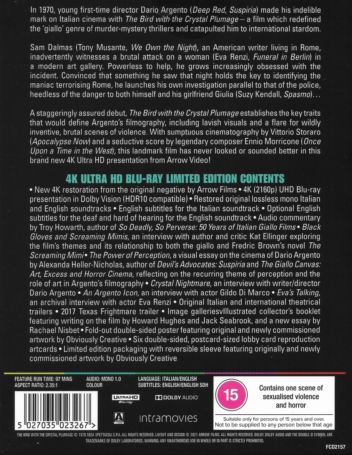 Bird With the Crystal Plumage (Limited Edition) (ej svensk text) (4K Ultra HD) - 2
