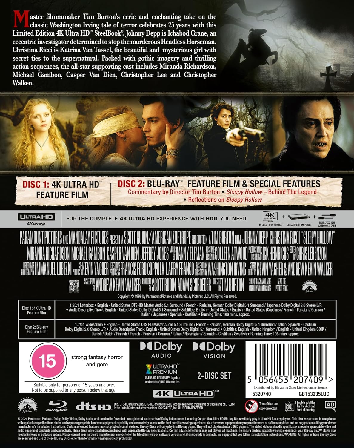 Sleepy Hollow (Limited Edition Steelbook) (ej svensk text) (4K Ultra HD + Blu-ray) - 2