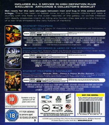 Starship Troopers Trilogy (3-disc) (Blu-ray) (film 2 ej svensk text) - 2
