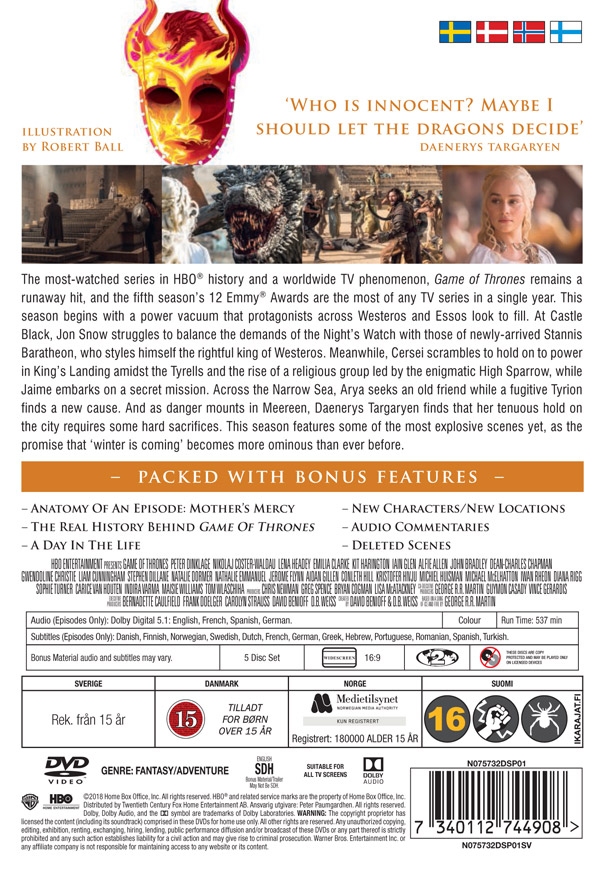 Game of Thrones - Säsong 5 - Robert Ball Ltd Edition - 2