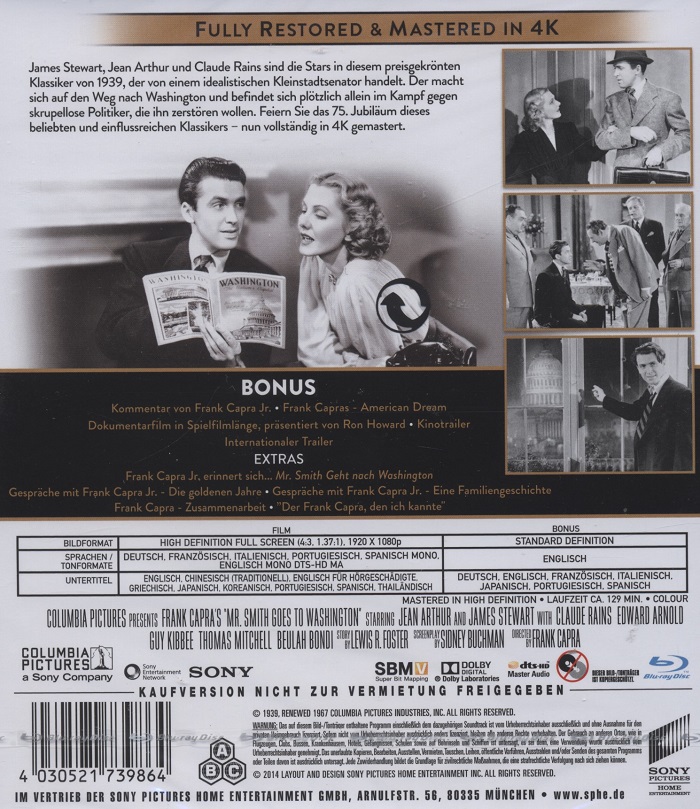 Mr. Smith Goes To Washington (ej svensk text) (Blu-ray) - 2