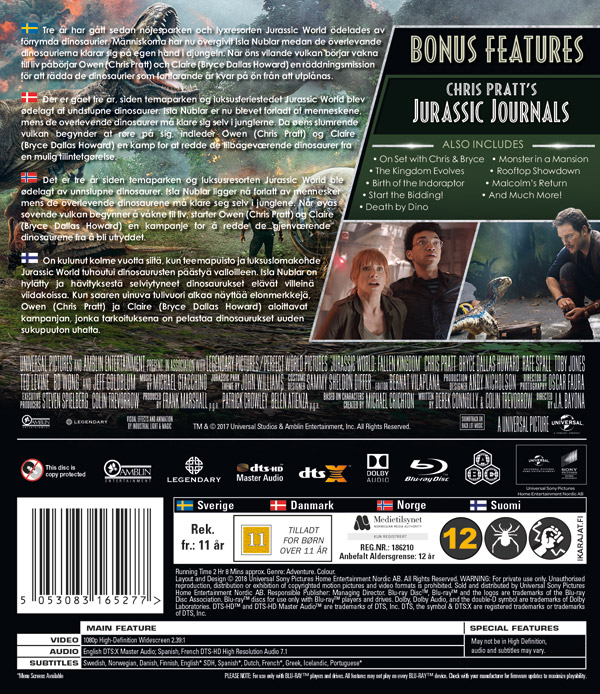 Jurassic World: Fallen Kingdom (Blu-ray) (Begagnad) - 2