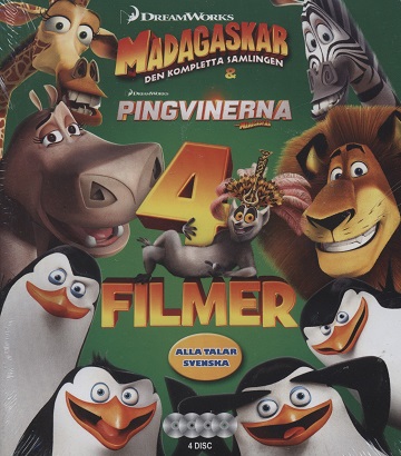 Madagaskar 1-3 + Pingvinerna från Madagaskar (Blu-ray)