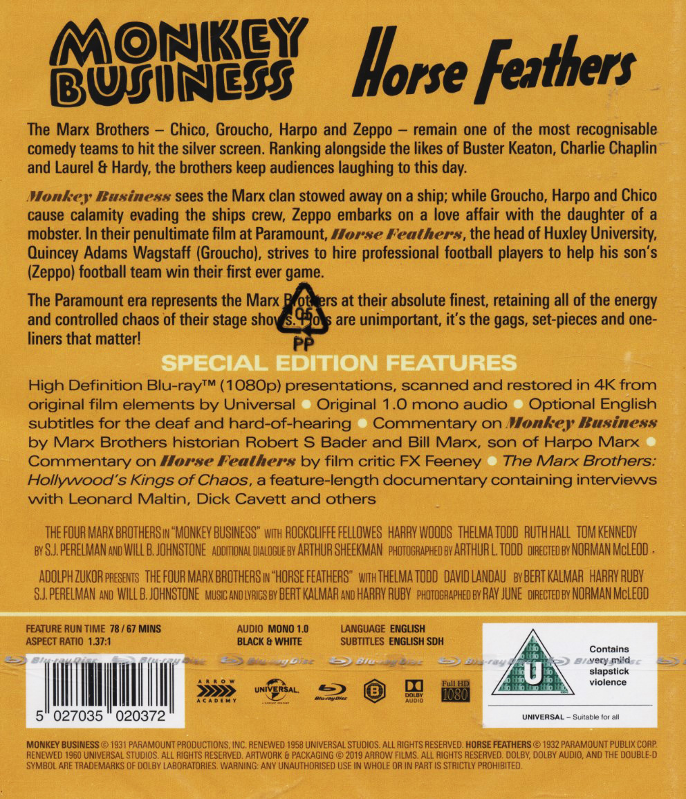Monkey Business + Horse Feathers (ej svensk text) (Blu-ray) - 2